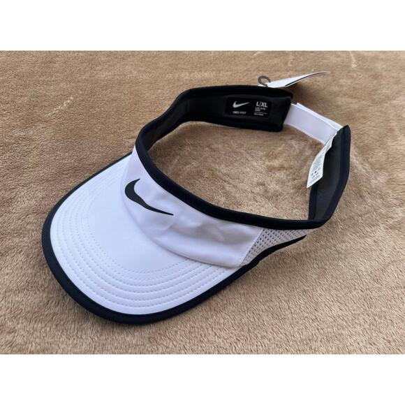 NWT Nike Dri Fit Ace Visor Black White Unisex Size L/XL - Picture 1 of 6